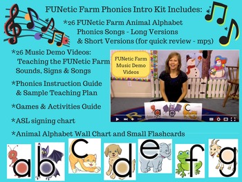 Preview of FUNetic Farm Animal Alphabet Phonics Intro Kit - with Songs and Videos