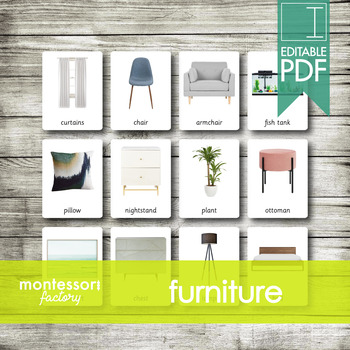 Preview of FURNITURE • Montessori Cards • Flash Cards • Three Part Cards