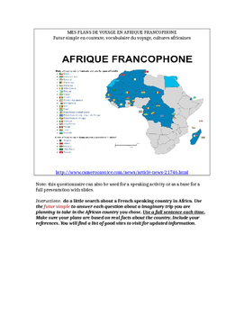 Preview of FUTUR SIMPLE ET PLANS DE  VOYAGE /TRAVELLING IN AFRICA