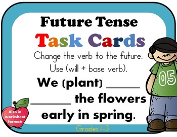 Preview of Future Tense Verb Task Cards