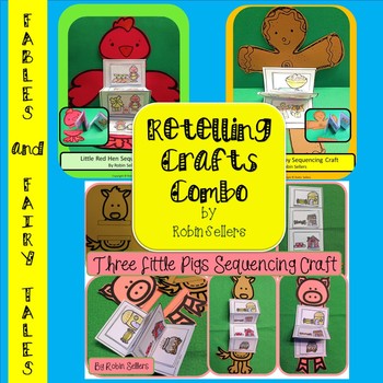 Preview of Fable & Fairy Tales Retelling Sequencing Crafts *Gingerbread Red Hen Three Pigs