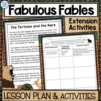 Preview of Fable Lesson Plan, Literacy Activities with Fable Passages Packet