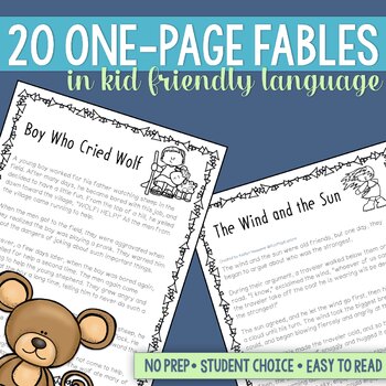 Preview of Fable Reading Passages - 20 One Page Fables from Around the World