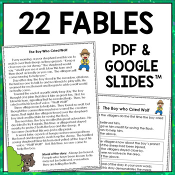 Preview of Aesop's Fables with Comprehension Questions: 1st & 2nd Grade Reading Passages