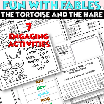 Preview of Fables Activities The Tortoise and the Hare Emergent Reader and Writing