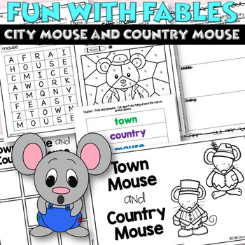 Preview of Fables Activities Town Mouse and Country Mouse | City | Worksheets