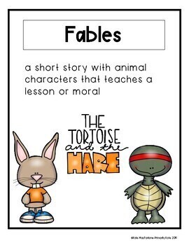 Fables Mini Anchor Chart by Primarily Kate | Teachers Pay Teachers