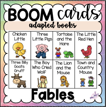 Preview of Fables and Folktales Adapted Books Bundle Comprehension :Boom Cards