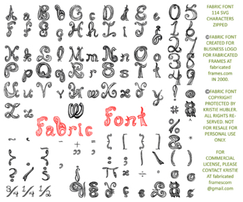 Preview of Fabric Font 114 keyboard characters svg files bundle letters and numbers clipart