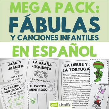 Preview of Fábulas y canciones infantiles - Mega Pack: Story Retell & Describing in Spanish