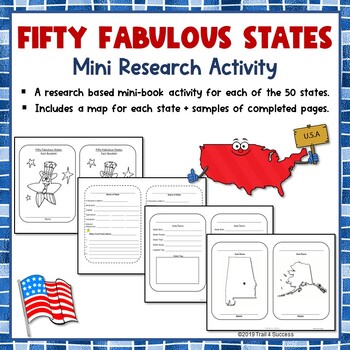 Preview of 50 States Worksheets Informational Reading Research Activity
