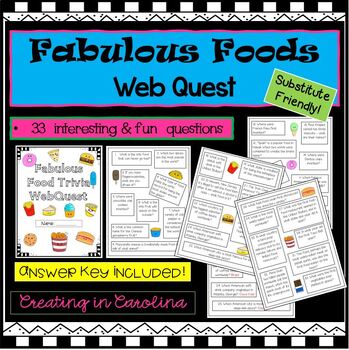 Preview of Fabulous Food Trivia WEBQUEST- No Prep! End of Year Fun!