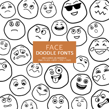 Preview of Face Doodle Fonts, Instant File otf, ttf Font Download, Digital Font Bundle
