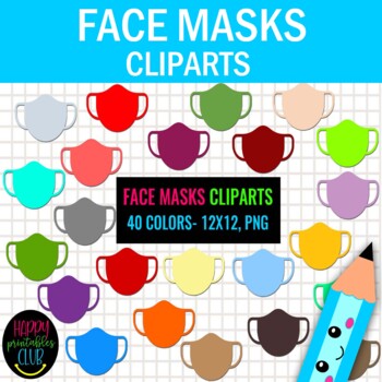 Preview of Face Masks Cliparts- Colorful Face Masks Cliparts- Rainbow Colors