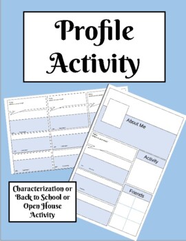 Preview of Facebook/Characterization Activity for Any Novel/Back to School or Open House