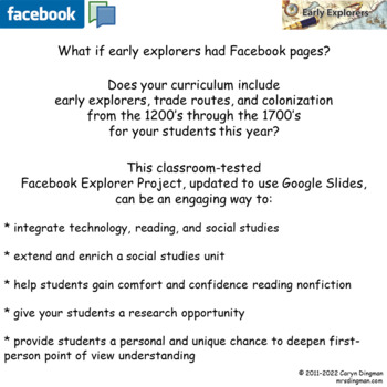 Preview of Facebook Explorers Project with Digital Student Directions using Google Slides