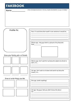 Back to school activity: Facebook / Fakebook - All about me activity