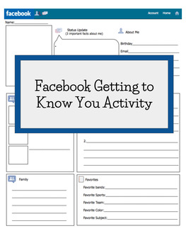 Preview of Facebook Getting to Know You Activity - Editable Version