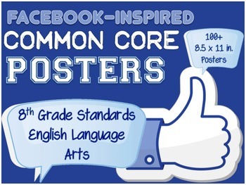 Preview of Facebook Inspired Common Core Posters - 8th Grade ELA - Unique