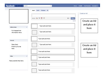 Facebook Profile Template Worksheets Teachers Pay Teachers