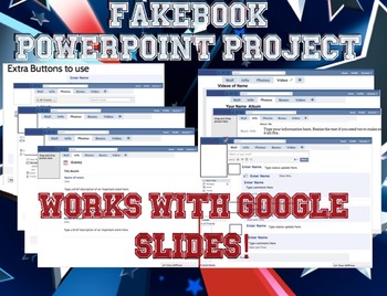 Preview of Facebook/Fakebook PowerPoint Project