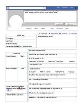 Facebook Profile Template Worksheets Teachers Pay Teachers