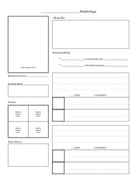 Facebook Profile Template (Characterization) by The ELA Room | TPT