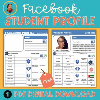 Preview of Facebook Student Profile | Getting To Know You Activity | FREE!
