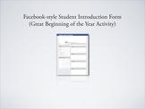 Facebook-style Student Introductions (Great Beginning of t