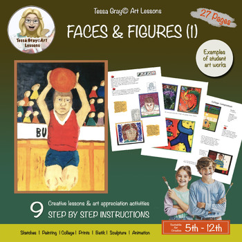 Preview of Faces and Figures Art Lessons (1), 9 Projects, Junior, Middle & Senior School