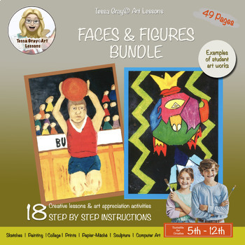 Preview of Faces and Figures Art Projects, 18 Lessons, Middle & Senior School Bundle
