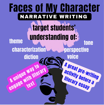 Preview of Faces of My Character | Narrative Writing Activity | Literary Analysis Project