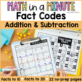 Fact Code Worksheets - Addition and Subtraction to 20 - Ma