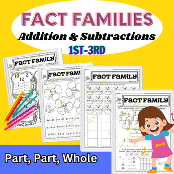 Preview of Fact Families Addition & Subtraction Worksheet | Part Part Whole Mat