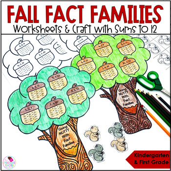 Preview of Fact Families Worksheets Fall Addition and Subtraction Related Facts Tree Craft