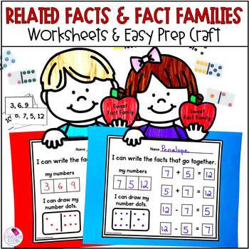 Preview of Related Facts Addition and Subtraction, Fact Families Math Worksheets and Craft