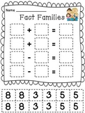 Addition and Subtraction Fact Families Worksheets (30 Cut 
