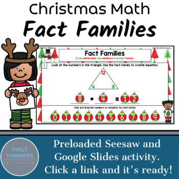 Preview of Fact Families Digital Christmas Math Games for Google Slides Seesaw PowerPoint