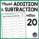 Mixed Addition to & Subtraction within 20 Worksheets: Math