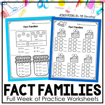 Preview of Fact Family Worksheets | Addition and Subtraction Fact Families to 10