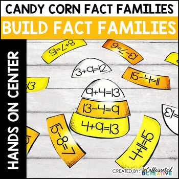 Preview of Fact Families Math Activity Center - Candy Corn Fact Families for Halloween