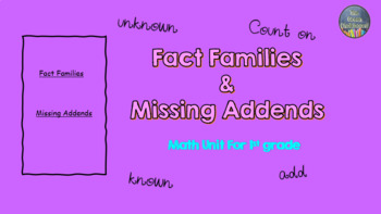 Preview of Fact Families & Missing Addends Lesson