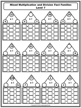 multiplication and division fact families by creating light bulbs