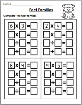 Fact Families - Multiplication and Division - No Prep by Marcia Murphy