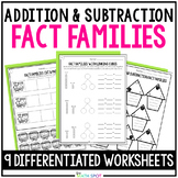 Fact Families Worksheets for Addition and Subtraction | Re