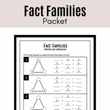 Preview of Fact Families packet (Add/Subtract AND multiply/divide)