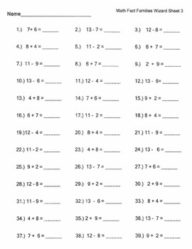 fact family addition subtraction pack 7 worksheets answer keys