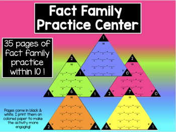 Preview of Fact Family Addition and Subtraction Math Center
