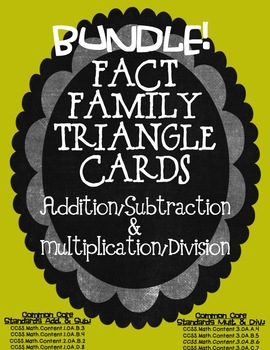 Preview of Fact Family BUNDLE Triangle Cards ~ Multi/Div & Add/Sub Common Core