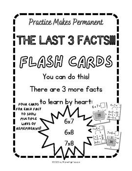 Preview of Fact Family Flash Cards: THE LAST FACTS 6x7, 6x8, and 7x8